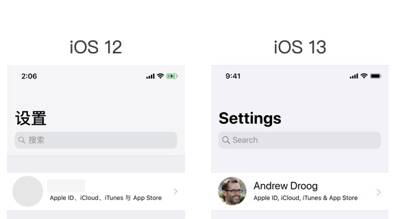 iOS 12 对比 iOS 13 大标题导航栏