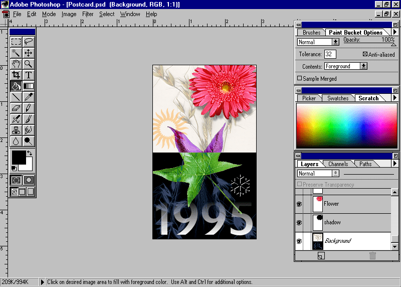 1994年PhotoShop 3.0首创图层